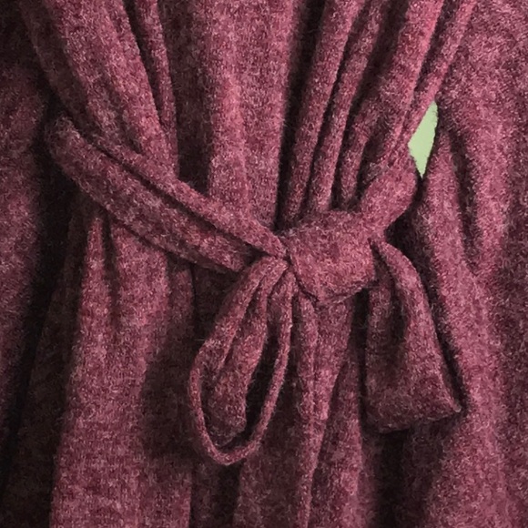 Soft Burgundy Belted Poncho/Sweater - Picture 6 of 7